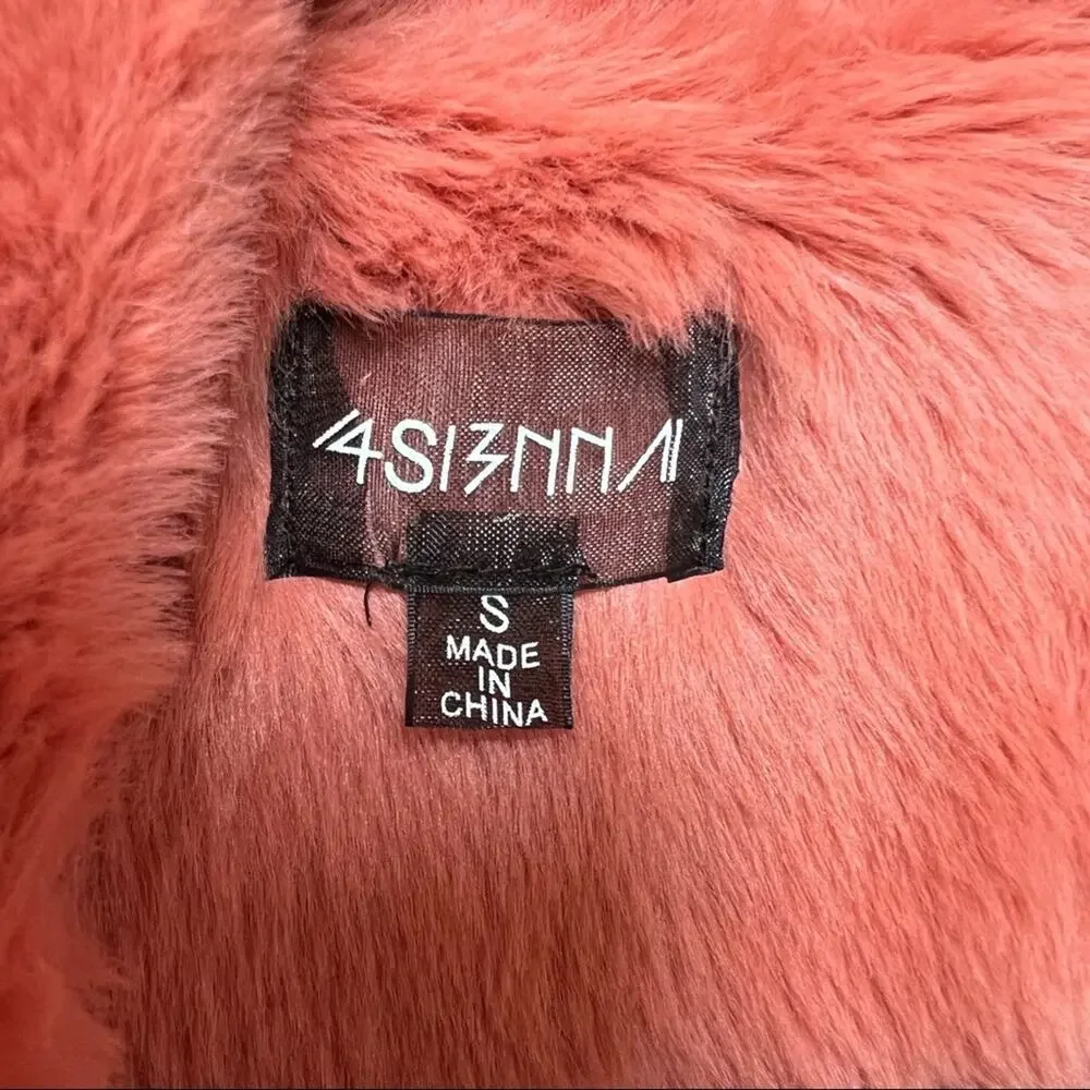 4SI3NNA Hallie Faux Fur Coat in Peach NWOT Small - Picture 12 of 12